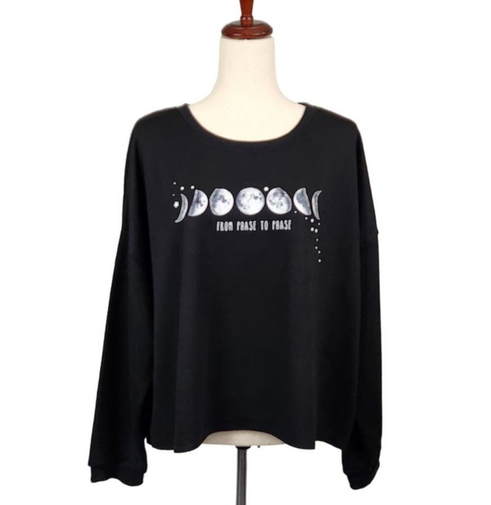 City Chic CCX Vagabond Top Cropped Long Sleeve Black Women's Plus Size 18 New